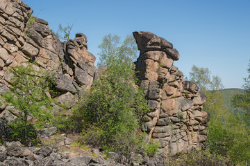 Rock on Olkhinskoye plateau in the Irkutsk region of Eastern Siberia