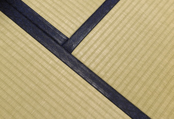 Tatami mat floor in traditional Japanese room with minimalist style and decor