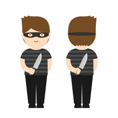Man thief have knife and mask