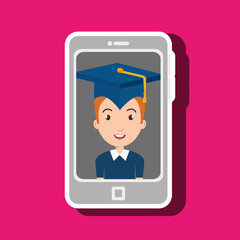 student smartphone graduation cap
