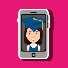 student smartphone graduation cap