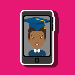 student smartphone graduation cap