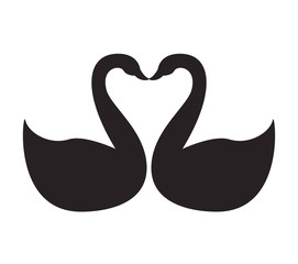 swans birds silhouettes icon