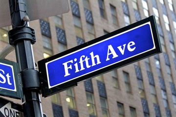 New york, street view, fifth avenue sign