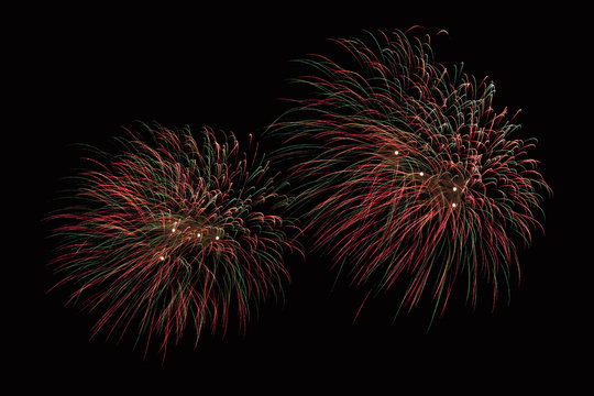 zoom in fireworks show on black background