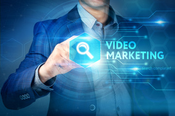Business, internet, technology concept.Businessman chooses Video