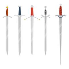 Fototapeta premium knight sword set vector illustration isolated on white background