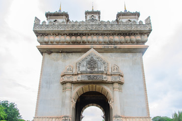 Patuxai, a memorial monument, in Vientiane, Laos