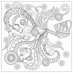 watering can with flowers and mandalas