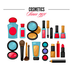 Cosmetic tools beauty products. Facial Makeup.