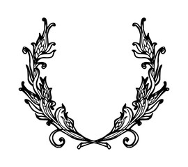 Floral wreath branches set. Decorative elements at engraving style.