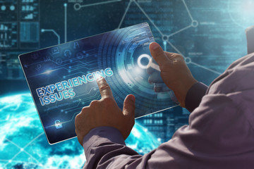 Internet. Business. Technology concept.Businessman presses a but