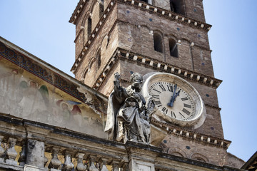Fototapeta na wymiar Close up of Basilica of our lady at Trastevere in Rome