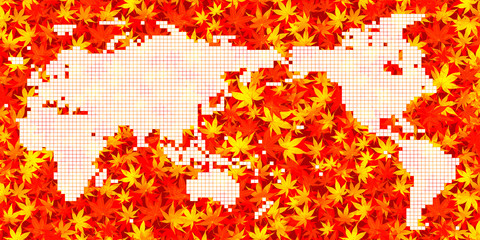 紅葉　世界　地図　背景