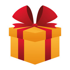 flat design gift box with bow icon vector illustration