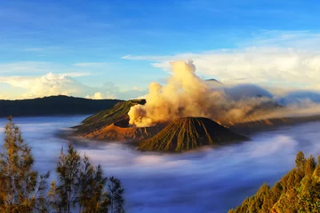 Fotobehang Mount Bromo, active volcano during sunrise. © BigGabig