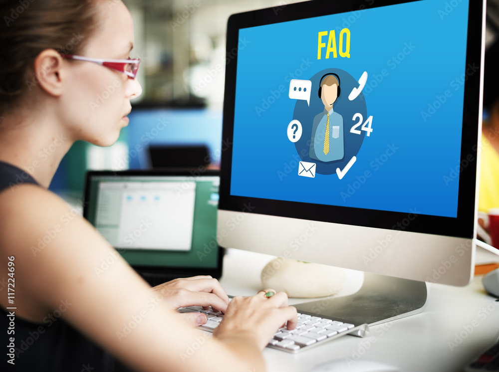 Poster faq enquiry questions guide customer support concept