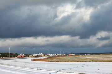 Power lines in the winter