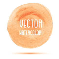 Orange watercolor stain isolated on white background.