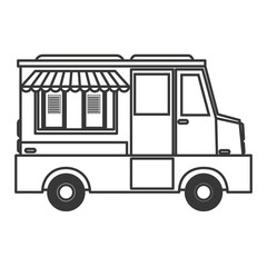 flat design ice cream truck icon vector illustration