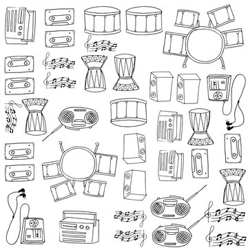 Doodle of music tools pack hand draw