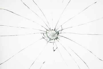 Broken glass on white background