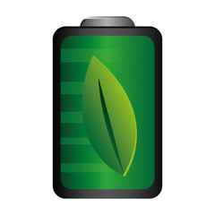 flat design battery with leaf icon vector illustration