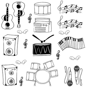 Doodle of tool music stock collection vector