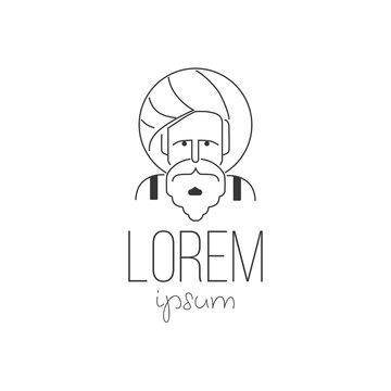 Arabic man avatar old background - vector illustration logo