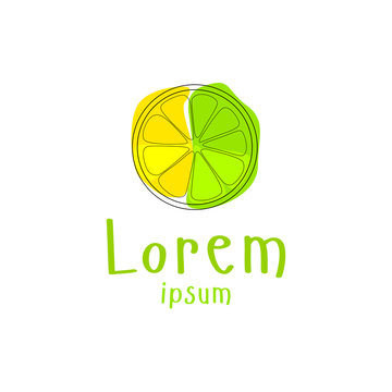 Half of lemon icon. Lemon logo. Healthy food. Vitamin food. Vector illustration.
