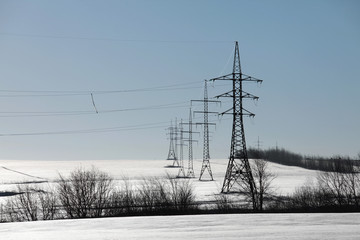 Power lines in the winter