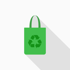 Fabric bag icon with recycle symbol, Cotton bag, Eco bag icon - Vector