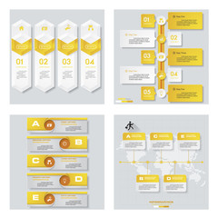 Collection of 4 yellow color template/graphic or website layout. Vector Background. For your idea and presentation.