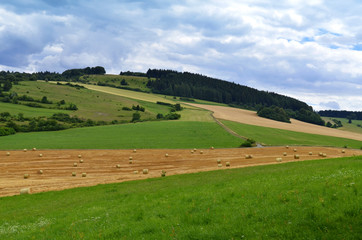 Obraz premium Getreideernte in der Rhön