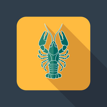 Flat icon with crayfish