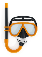 Snorkel and diving mask. 3D illustration