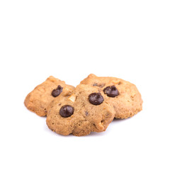 Chocolate chip cookie isolated on white background