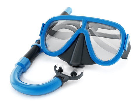 Snorkel and diving mask. 3D illustration