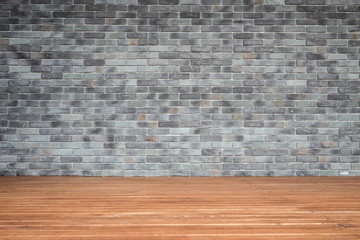 Pattern of grey natural stone wall and wooden floor. Interior de