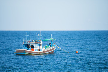 Naklejka na ściany i meble Boats for take tourists go to diving on Tao Island