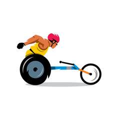 Obraz premium Wheelchair Racing Vector Cartoon Illustration.