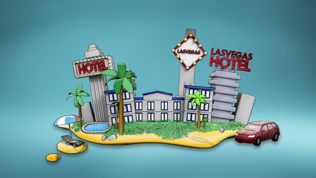 Holiday of Las vagas hotel, hotel icon, casino, swimming, city tour. illustration style(included alpha)