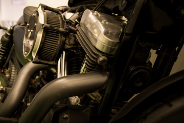 Obraz na płótnie Canvas engine motorcycle close-up detail background