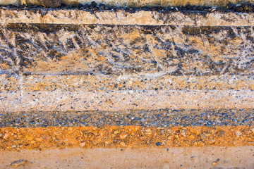 Layers soil and rock of traffic road, Layer soil paving, Layer o