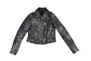 black jeans jacket isolated on white background.