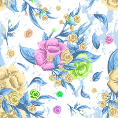 Vintage floral seamless pattern, Old style fashion vector illustration