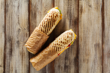 Traditional Italian sandwich with ham and cheese served warm. © gkrphoto