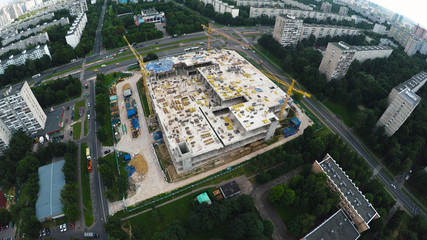 Construction site in the city aerial view