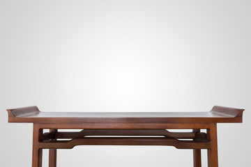 Empty top of wooden table or counter isolated on white backgroun