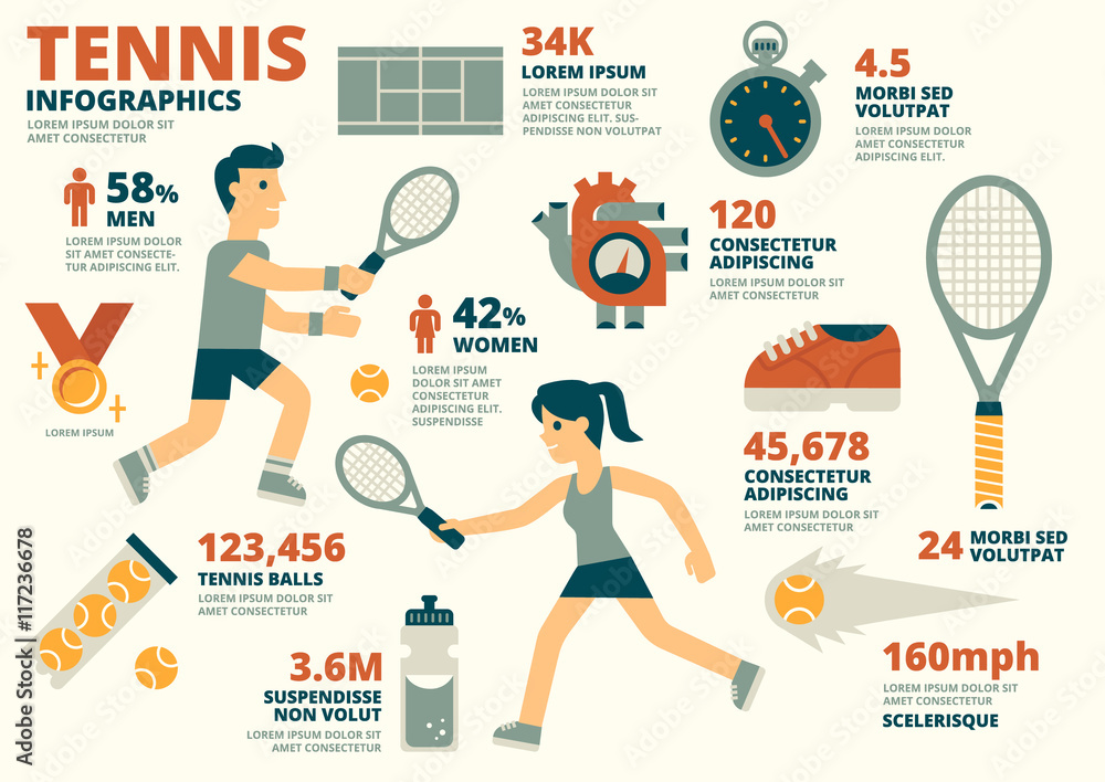 Wall mural Tennis Infographics